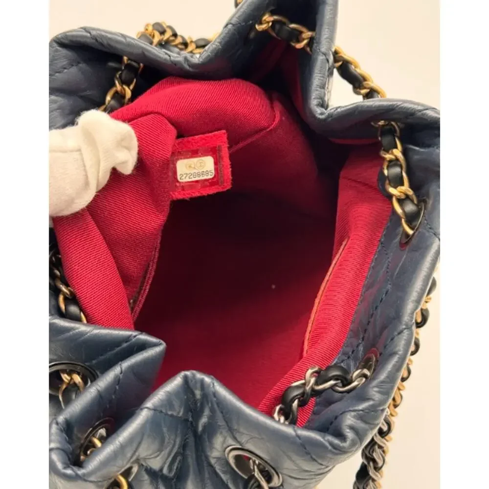 Chanel Gabrielle Backpack Navy Aged Calfskin Mixed Metal Chain 2019